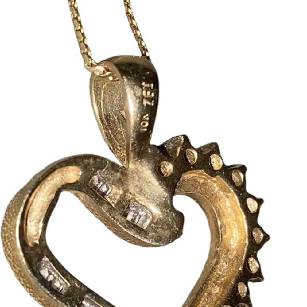 Vintage 10K GoldHeart round Baguette .5CTTW Diamonds w/14k Italian box chain - Picture 7 of 9